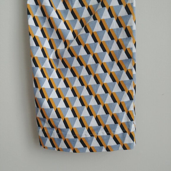 Zilch Amsterdam geometric pattern cotton tapered pants yellow grey white Large - Picture 6 of 15